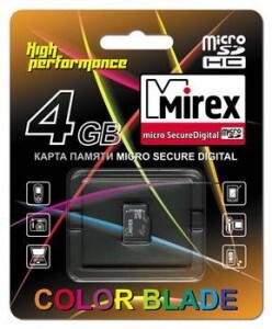 Флэш-карта (памяти) MicroSDHC 4Gb class4 MIREX без адаптера