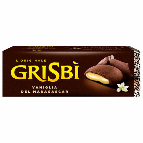 Печенье песочное GRISBI "Vaniglia" с тёмным шоколадом и ванильным кремом 135 г, ИТАЛИЯ, 21204