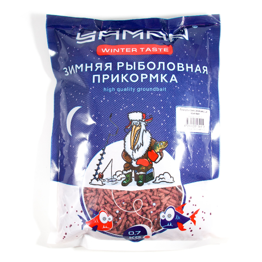 Прикормка Yaman Winter Taste Гранулы 3мм, зимняя (мотыль), цв. красный, 700 г/20/