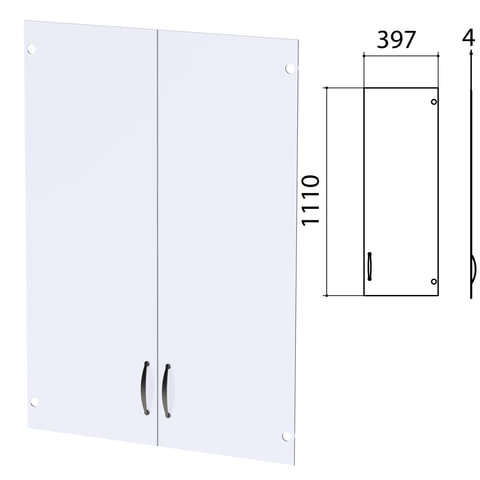 Дверь СТЕКЛО "Этюд", КОМПЛЕКТ 2 шт., 397х4х1110 мм, 400668-78