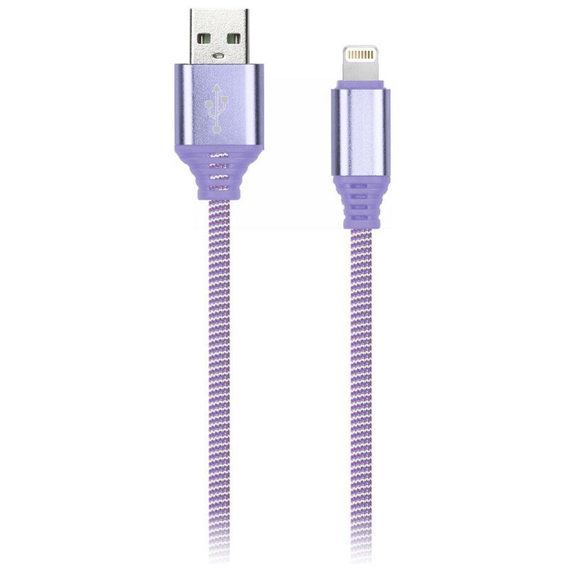 Кабель Smartbuy iK-512NS, USB - Lightning, для Apple, в оплетке, 2A output, 1м, фиолетовый