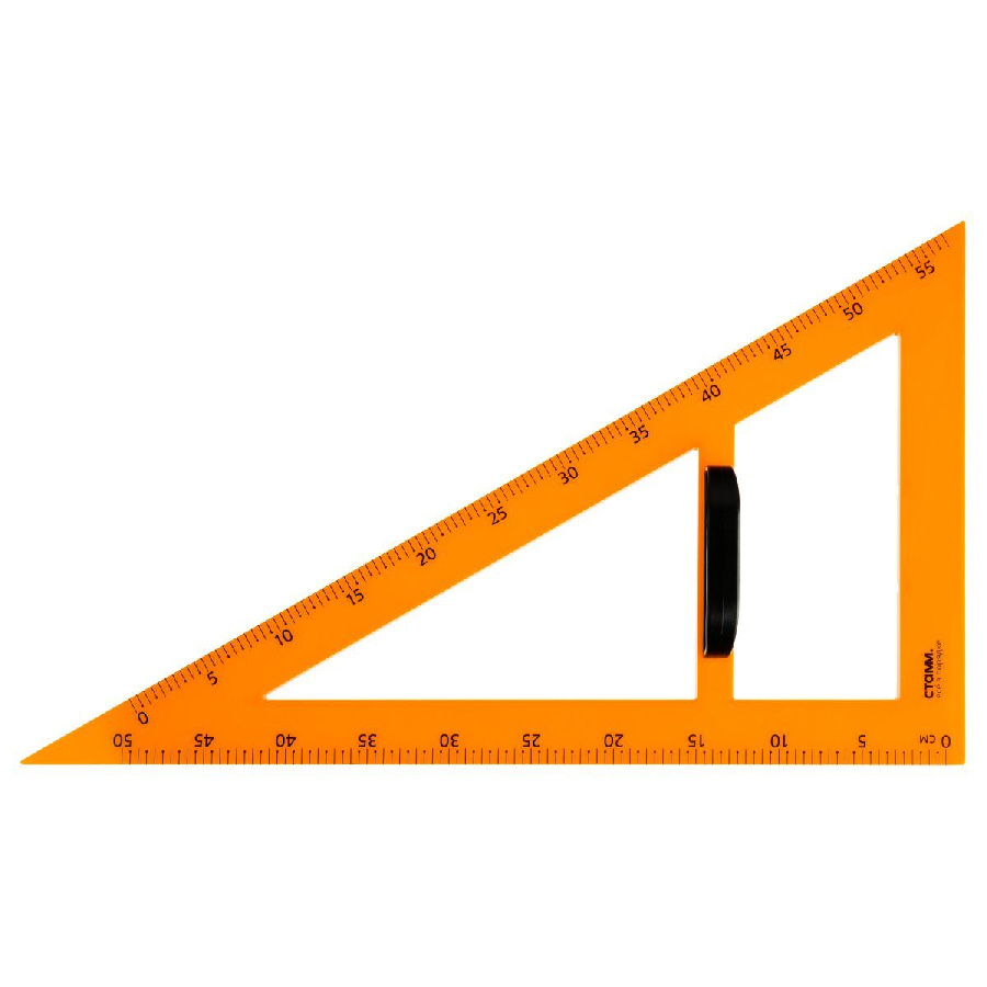Треугольник для школьной доски 30°, 50см СТАММ, пластиковый, желтый, с ручкой