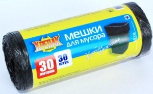 Мешки для мусора 30л/30шт,9мкм,ПНД,черные,рулон, КРЕПАК