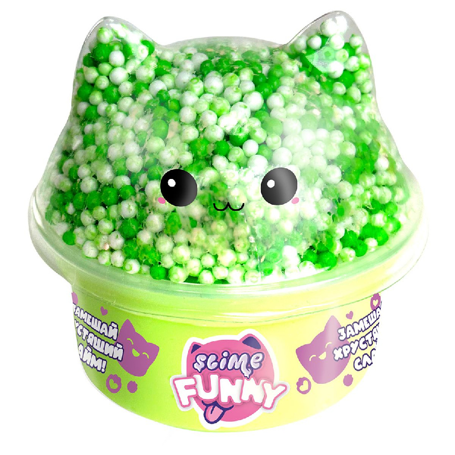 Слайм Slime "Funny Slime" с вложениями, котенок, 130г