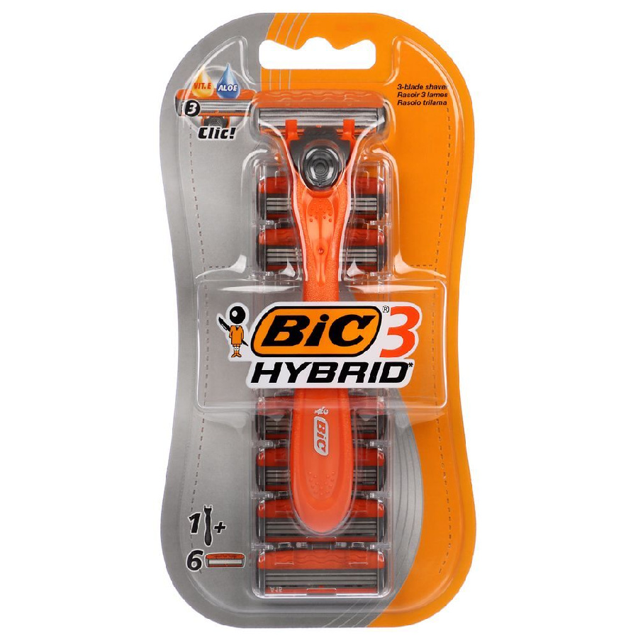 Станок для бритья BIC 3 HYBRID + Сменные кассеты для бритья 6шт