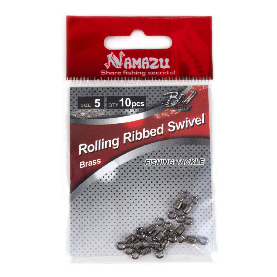 Вертлюг Namazu ROLLING RIBBED SWIVEL, латунь, цв. BN, р. 5, test-24 кг (уп.10 шт)/3000/1500/1000/2000/