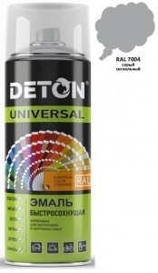 DETON Universal Эмаль аэрозоль 520мл акрил быстросохн. RAL7004 СЕРАЯ СИГНАЛЬНАЯ арт.DTN-A07252