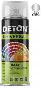 DETON Universal Эмаль аэрозоль 520мл акрил быстросохн. ХРОМ ЯРКИЙ арт.DTN-A07266