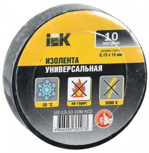 IEK Изолента ПВХ 15/10 черная 0,13х15 мм, 10м UIZ-13-10-10M-K02