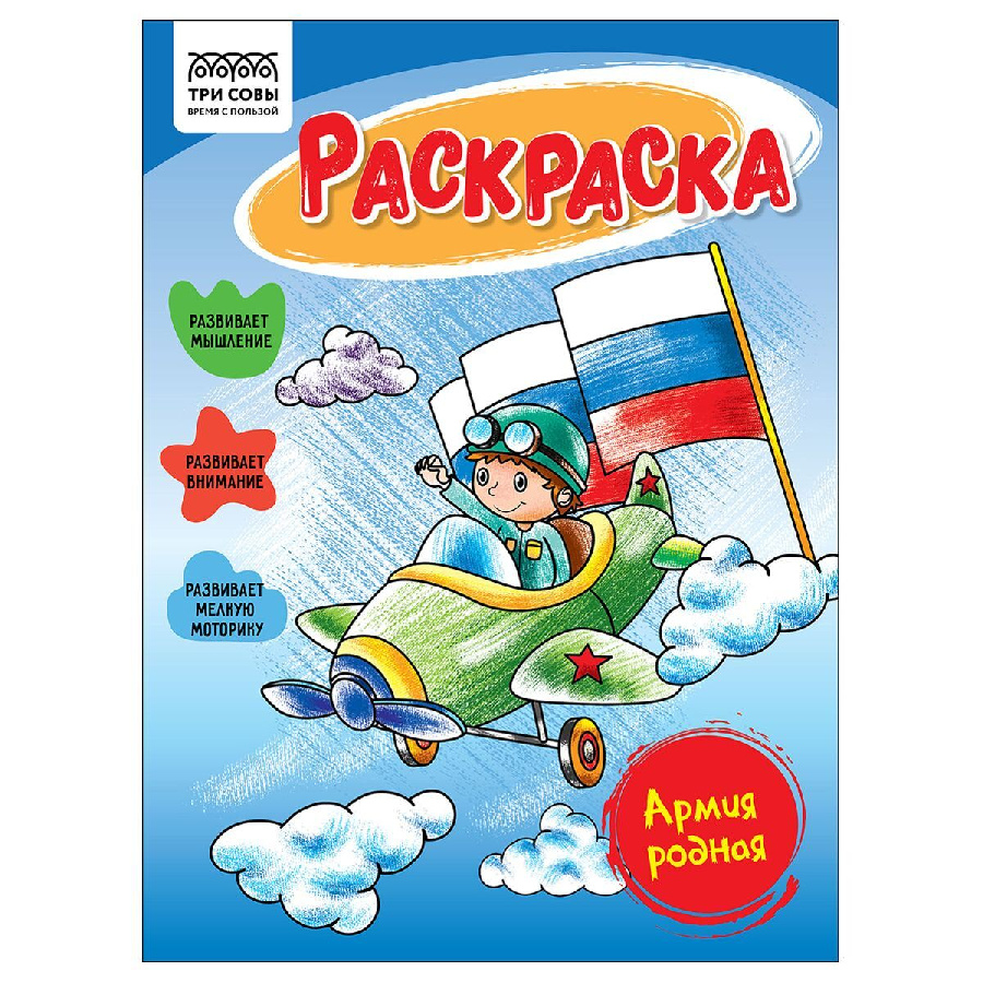 Раскраска А5, 16 стр., ТРИ СОВЫ "Армия родная"