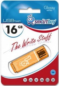 Флэш-диск (флэшка) USB 16Gb SmartBuy Glossy  Orange SB16GBGS-Or