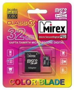 Флэш-карта (памяти) microSDHC 32GB class10 MIREX адаптер